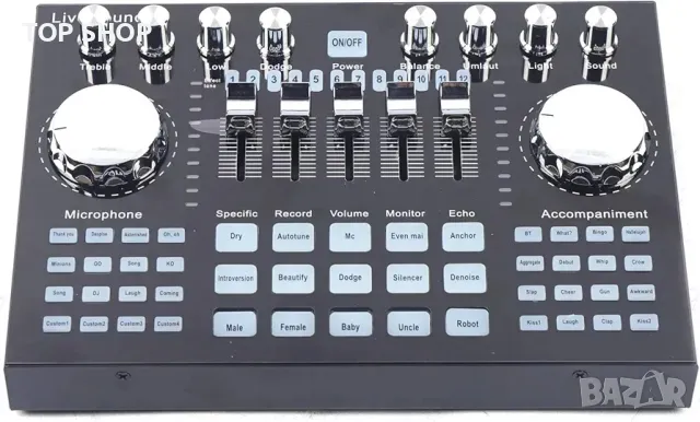 Звукова карта, K1 звукова карта на живо и аудио интерфейс, многофункционален Bluetooth звуков миксер