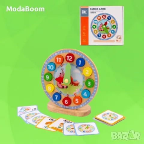 Дървен сортер,часовник,образователна игра, снимка 2 - Образователни игри - 48869530