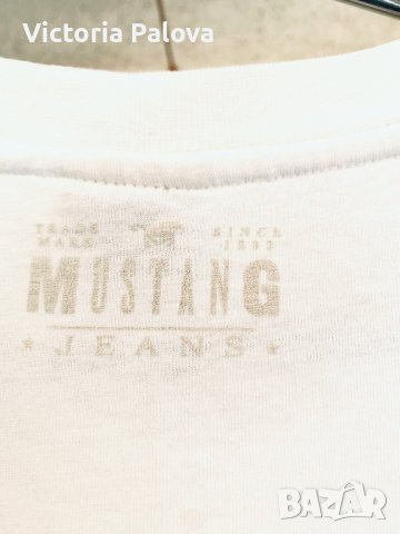 Бяла тениска унисекс MUSTANG JEANS, снимка 4 - Тениски - 39711465