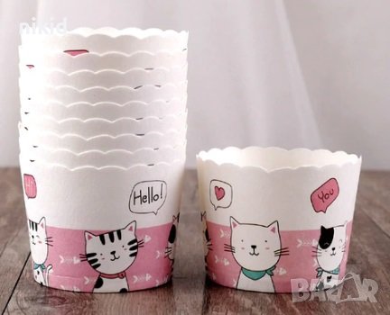 10 бр коте котенце Картонени хартиени кошнички КъпкейК капсули поставки чашки за мъфини кексчета