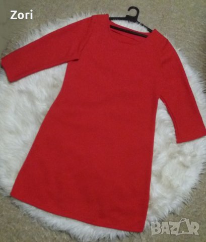 Червена рокля суинг със 7/8 дължина на ръкава  - подходяща и за бременни , снимка 1