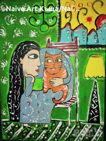 Картина платно маслени бои акрилни бои размер. ш.32 / в. 42, снимка 3 - Картини - 52593309