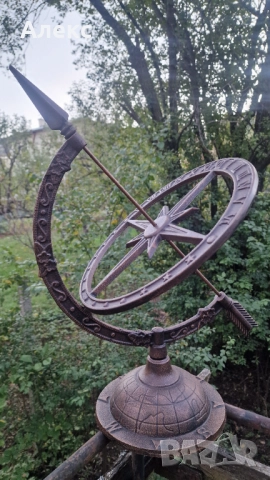 Огромен слънчев часовник, действащ! Чугун, 5.3кг, снимка 5 - Антикварни и старинни предмети - 47654647