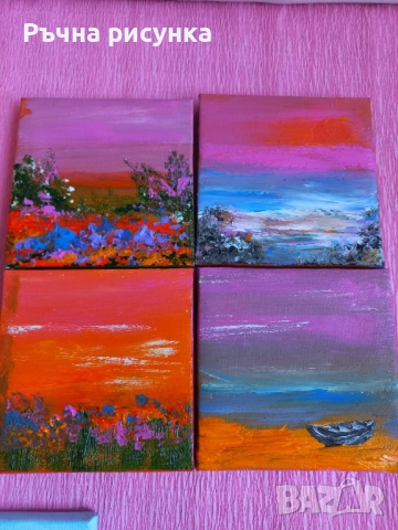 Авторски мини картини тема есен ,цена 10лв -картина и статив и големи картини , снимка 11 - Картини - 38707244