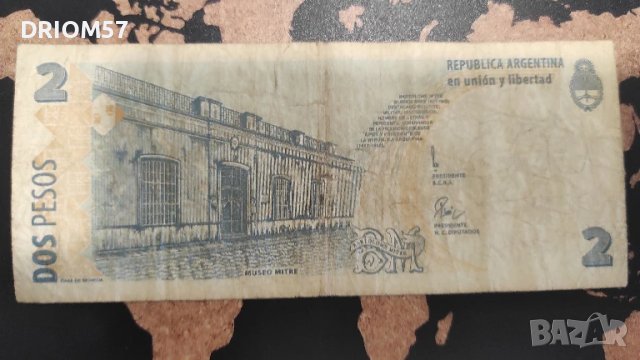 Банкнота Аржентина 2 песо - 1 бр., снимка 2 - Нумизматика и бонистика - 50487520