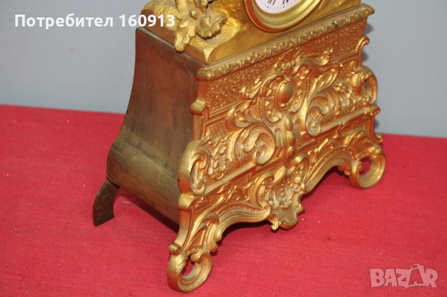 Позлатен бронз каминен часовник фигура жена религиозен кръст, снимка 8 - Антикварни и старинни предмети - 51451984