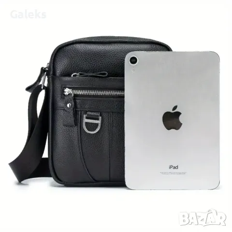 Мъжка Бутикова чантичка за през рамо/Черна естествена кожа!, снимка 9 - Чанти - 49881268