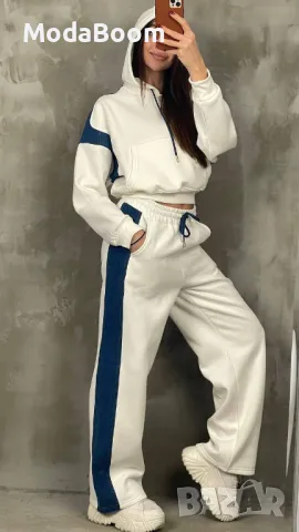 Дамски ватиран екип с акцент деним, снимка 2 - Комплекти - 48354846