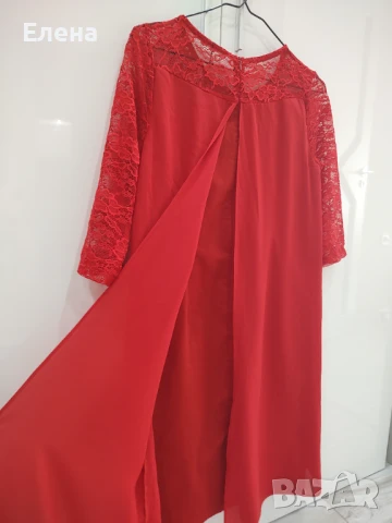 Червена дамска рокля , снимка 4 - Рокли - 51308247