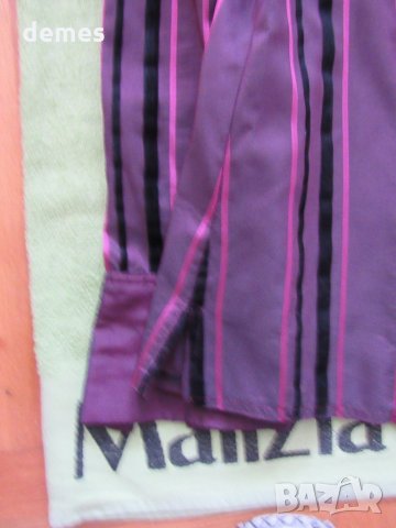  Дамска лилава блуза райе от тафта, размер 50, снимка 3 - Блузи с дълъг ръкав и пуловери - 27970774