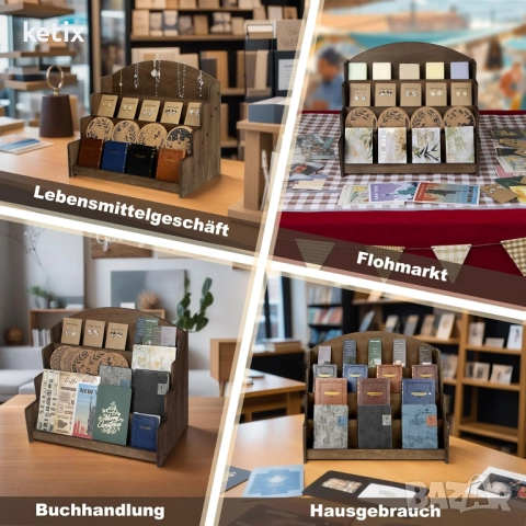 PUERSI 4-степенна дървена стойка за дисплей на поздравителни картички, снимка 3 - Други - 52947261