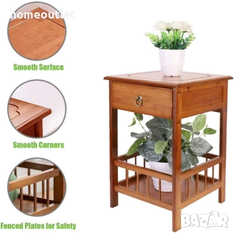 ПРОМОЦИЯ Бамбукова масичка с ретро дизайн UNHO XJJ227-S-G1, снимка 3 - Маси - 52627238