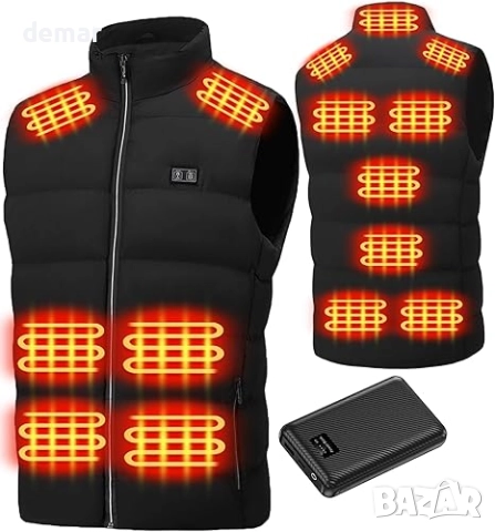 QLWY-MQ Електрическа отопляема жилетка за мъже с батерия, XXL, черна