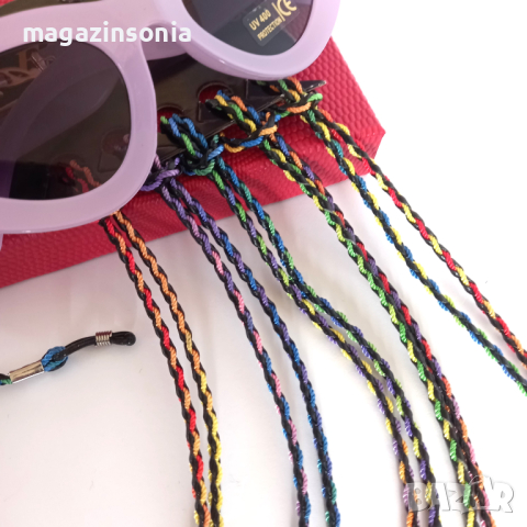 Пъстри цветни текстилни връзки за очила, снимка 3 - Други - 44876019
