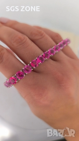 сребърна гривна с розов топаз, снимка 2 - Гривни - 52519740