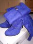 Сини дамски ботуши на ток, снимка 6
