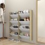 Стенни шкафове за обувки 4 бр бяло и дъб сонома 60x18x60 см ПДЧ