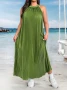 Прекрасна Дълга Маслинено Зелен Цвят Солей Рокля, снимка 1