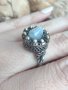 Сребърен пръстен Корона с лунен камък , снимка 1 - Пръстени - 43620923