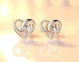 Сребърни обеци - сърце с печат 925 сребро BF130, снимка 2
