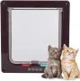 Врата за домашни любимци,прозрачна врата с клапа за котки (19 x 20) (кафява), снимка 3