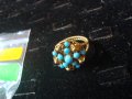 19 ВЕК ПОЗЛАТЕН ТЮРКОАЗЕН БРОНЗОВ ФИЛИГРАН ПРЪСТЕН СТАРО ГРАДСКО БИЖУ СТАР ЮВЕЛИРЕН УНИКАТ 17256, снимка 14