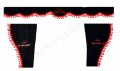 Комплект черни пердета с червени пискюли и лого