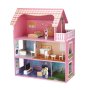 Дървена къща за кукли с мебели и 2 фигури, 49,5x24x61 см