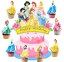 Принцеси Дисни Ариел Рапунцел Белл  Пепеляшка Аврора къси картонени топери топер за торта мъфини, снимка 5