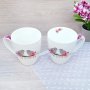 2953 Комплект керамични чаши за чай Влюбени врабчета, в кутия, снимка 8