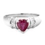 Платинен пръстен с Рубин с форма на сърце и 6 диаманта.