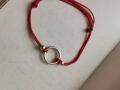 Гривна със сребърен елемент и червен конец, снимка 4