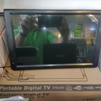 Портативен LCD телевизор 7” до 14" 12/220V, Цифров тунер DVB Мултимедия, Акумулаторна батерия, снимка 1 - Телевизори - 34746078