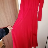 Страхотна дълга червена рокля H&M+подарък червило Max factor , снимка 10 - Рокли - 35453158