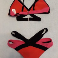 Бандажен оригинален бански черно , червено и розово, много ефектна материя и модел, спортно-елеганте, снимка 9 - Бански костюми - 37435661