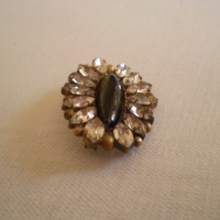 Стара Дамска Брошка бронз  стъкло и  кристал, снимка 5 - Антикварни и старинни предмети - 36517158