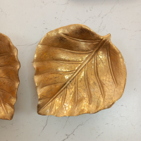 Златен поднос\купа във формата на листо, снимка 1 - Форми - 44909025