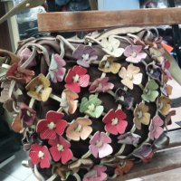 🐙Octopus естествена кожа- среден размер шарена Чанта, на цветя 🌻🌹⚘🌷🥀, снимка 3 - Чанти - 33585157