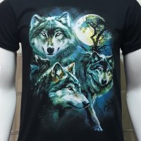 Нова мъжка тениска с дигитален печат Вълци, пълнолуние, Серия вълци, снимка 11 - Тениски - 29040473