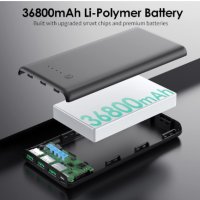 Преносимо зарядно устройство 36800mAh, 3 изхода Power Bank, двоен вход 5V/ външна батерия, USB-C в, снимка 4 - Външни батерии - 43423882