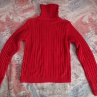 Червен плетен пуловер, снимка 4 - Блузи с дълъг ръкав и пуловери - 27592786