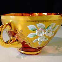 Bohemia кристална чаша с чиния,злато., снимка 2 - Антикварни и старинни предмети - 33145666