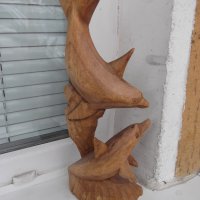 Фигура "Двойка делфини" дървена, снимка 2 - Други ценни предмети - 32536711