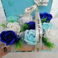 Кашпи със сапунени рози и цветя от креп хартия, снимка 13 - Изкуствени цветя - 39087697