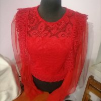 Дамска дантелена блуза, снимка 4 - Блузи с дълъг ръкав и пуловери - 43451143