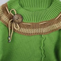 Дамски пуловер с дълги ръкави с кръгло деколте в пачуърк - 023, снимка 2 - Блузи с дълъг ръкав и пуловери - 39887017