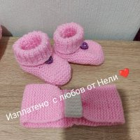 Бебешки плетени комплекти чорапи ,лента за глава,пелена , снимка 2 - Други - 34780011