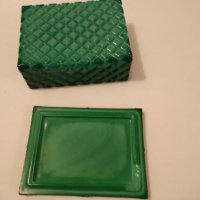 Бохемска стъклена малахитова кутия, снимка 5 - Антикварни и старинни предмети - 44052222