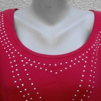 3XL /4XL Нова червена блуза с  капси  , снимка 3 - Блузи с дълъг ръкав и пуловери - 37995362