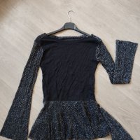 Нова! Черна блуза с брокат , снимка 8 - Блузи с дълъг ръкав и пуловери - 39784145